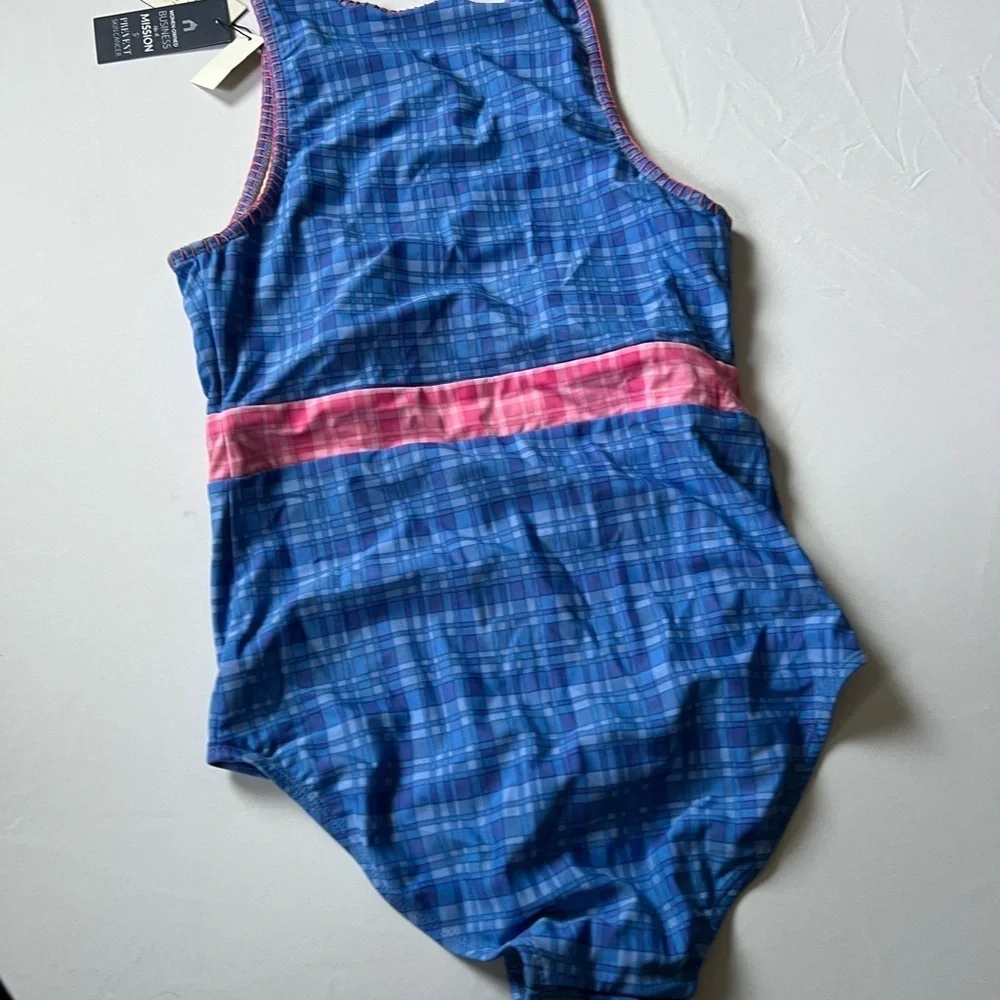 NWT‎ Cabana Life x Talbots high neck one piece plaid swimsuit